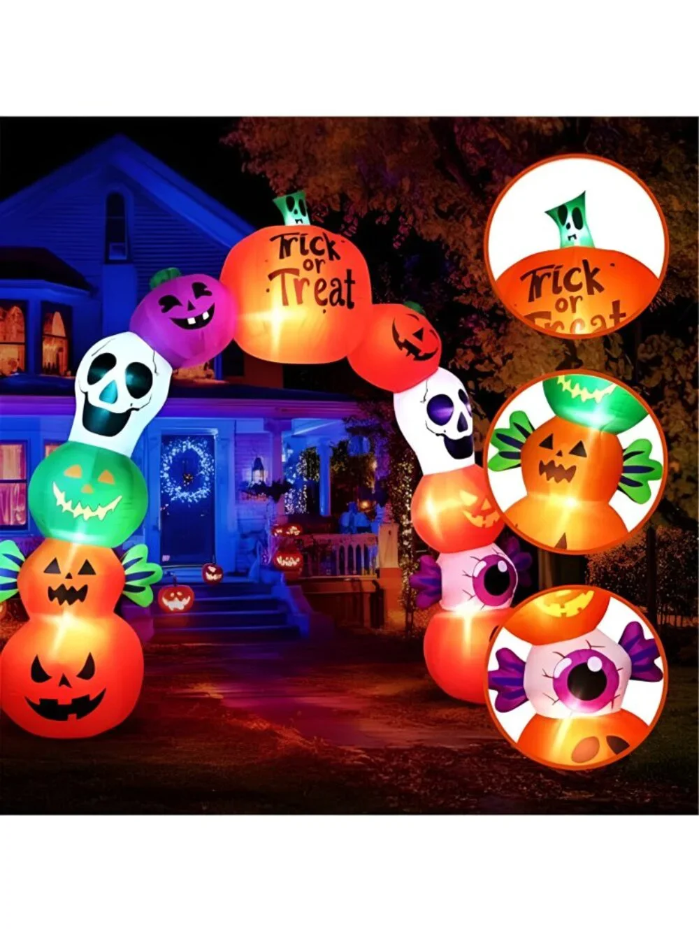 10FT Halloween Inflatable Archway, Pumpkin Skeleton Yard Outdoor Decor